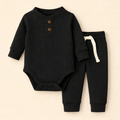 Baby Rib Bodysuit & Pajama Black - Oolaa