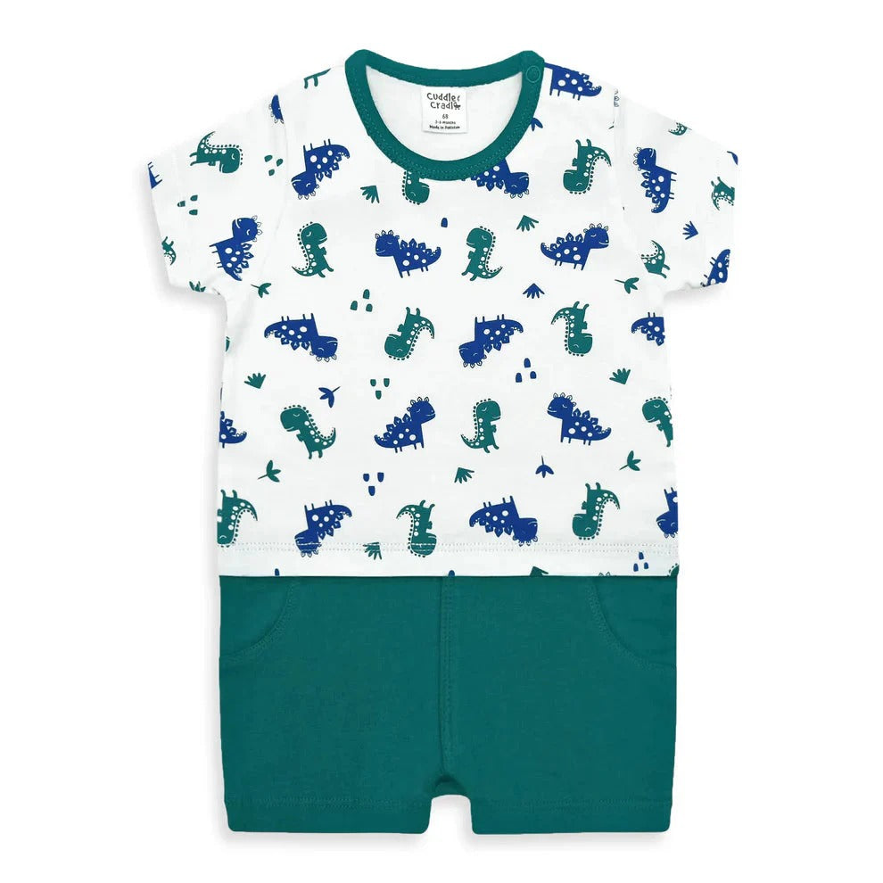 Cuddle & Cradle Half Length Romper - Dino Series