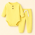 Baby Rib Bodysuit & Pajama Set Yellow - Oolaa