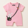 Baby Short-Body Printed Cotton Romper Rabbit Pink - Mini Charm
