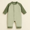 Baby Full Sleeves Fleece Romper Stripes Green - Sunshine