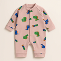 Baby Full Sleeves Fleece Romper Dinosaurs Beige - Sunshine