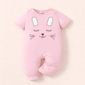 Baby Full-Body Printed Cotton Romper Kitty Pink - Mini Charm