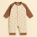 Baby Full Sleeves Fleece Romper Leaves Brown - Sunshine