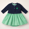 Baby Girls 2Pcs Bodysuit Cardigan Set Heart Green & Navy Blue - Sunshine
